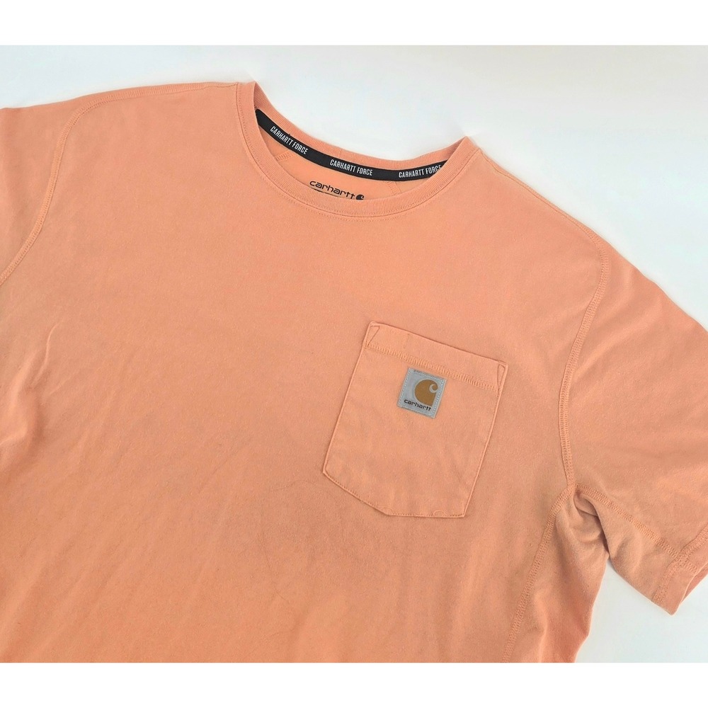 Carhartt Force Short Sleeve T-Shirt Size Large Mens Peach Orange Relaxed Fit